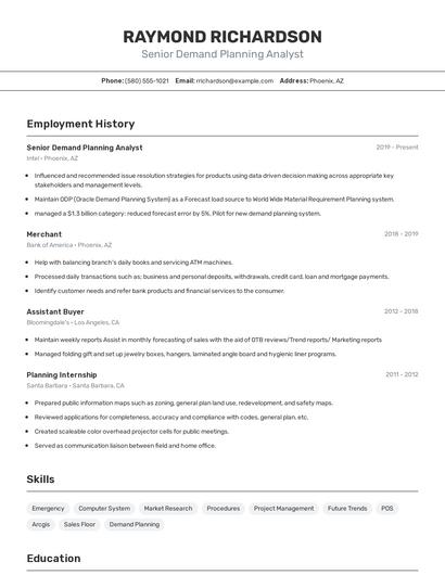 Senior Demand Planning Analyst Resume