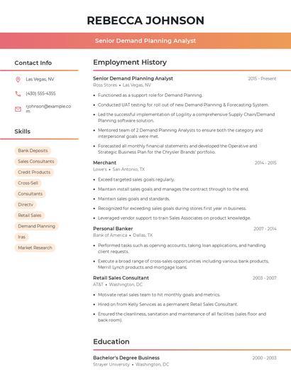 Senior Demand Planning Analyst Resume