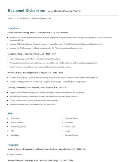 Senior Demand Planning Analyst Resume