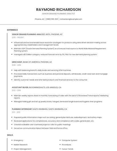Senior Demand Planning Analyst Resume