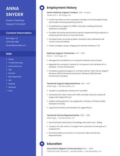 Senior Desktop Support Analyst Resume