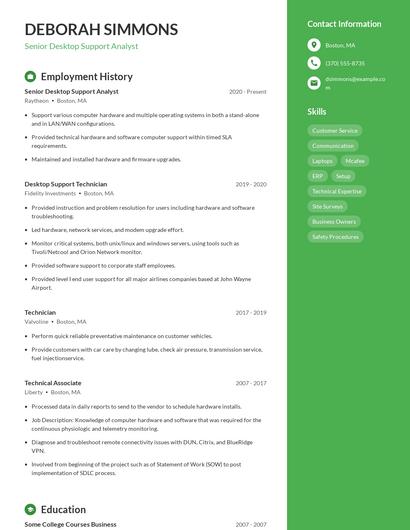 Senior Desktop Support Analyst Resume