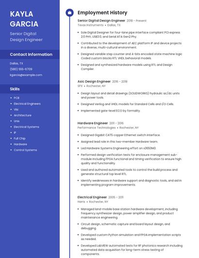 Senior Digital Design Engineer Resume