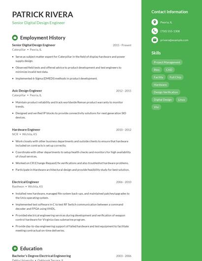 Senior Digital Design Engineer Resume