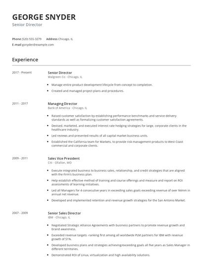 Senior Director Resume