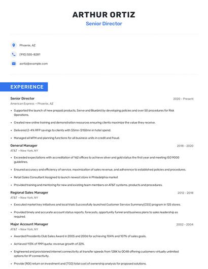 Senior Director Resume