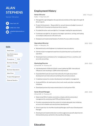 Senior Director Resume