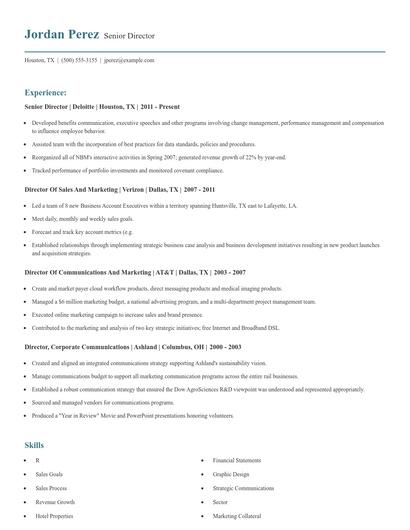 Senior Director Resume