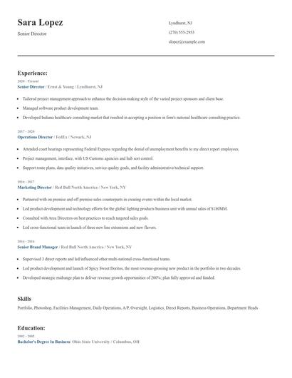 Senior Director Resume