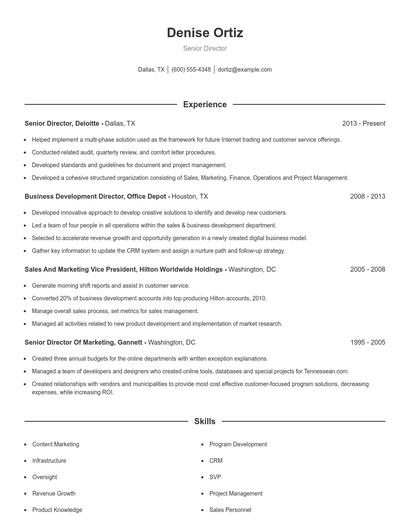 Senior Director Resume