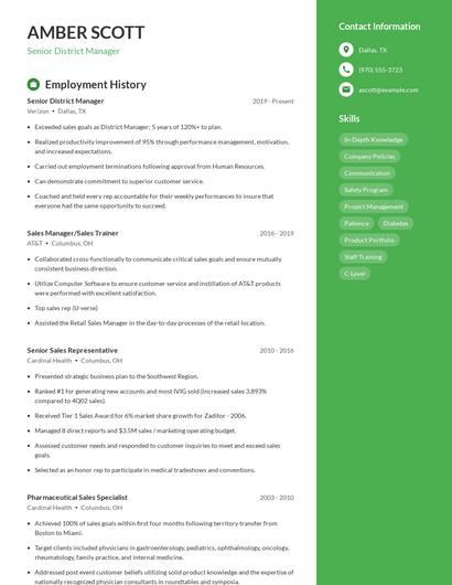 Senior District Manager Resume