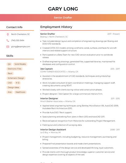 Senior Drafter Resume