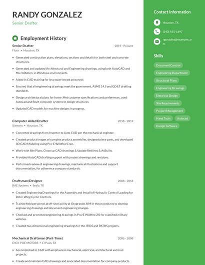 Senior Drafter Resume