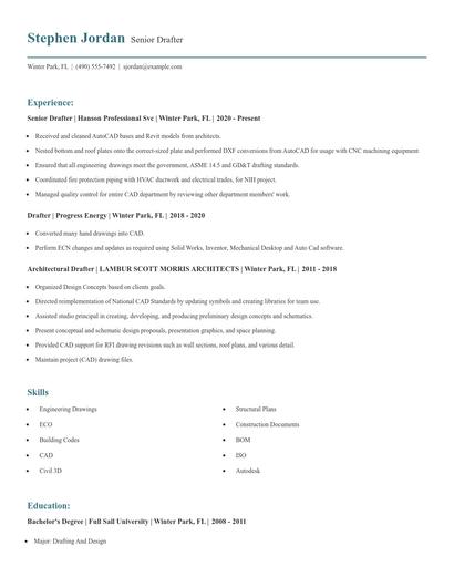 Senior Drafter Resume