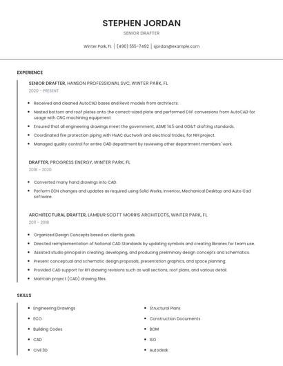 Senior Drafter Resume