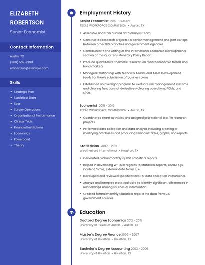 Senior Economist Resume