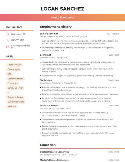 Senior Economist Resume