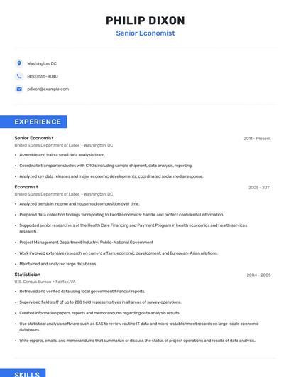 Senior Economist Resume