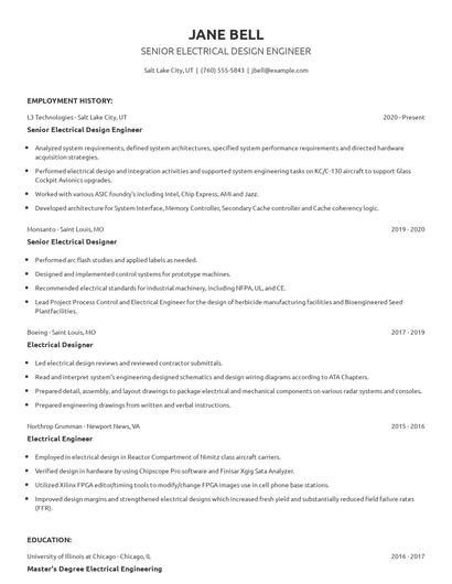Senior Electrical Design Engineer Resume