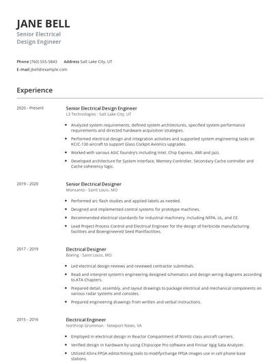 Senior Electrical Design Engineer Resume