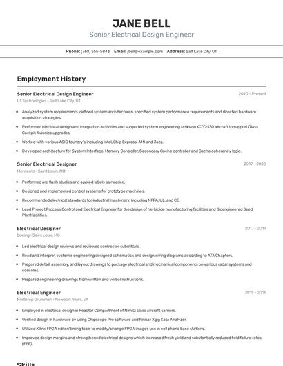 Senior Electrical Design Engineer Resume