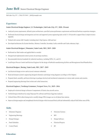 Senior Electrical Design Engineer Resume