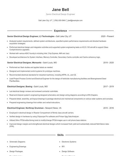 Senior Electrical Design Engineer Resume