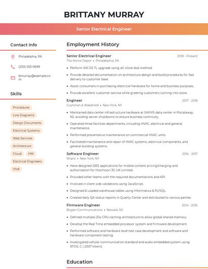 Senior Electrical Engineer Resume