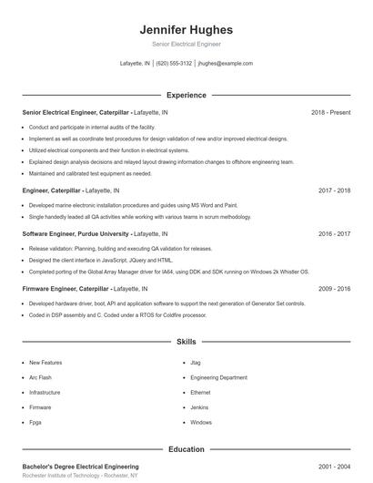 Senior Electrical Engineer Resume