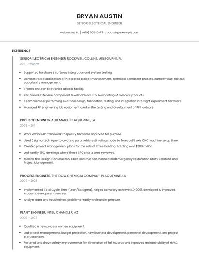 Senior Electrical Engineer Resume