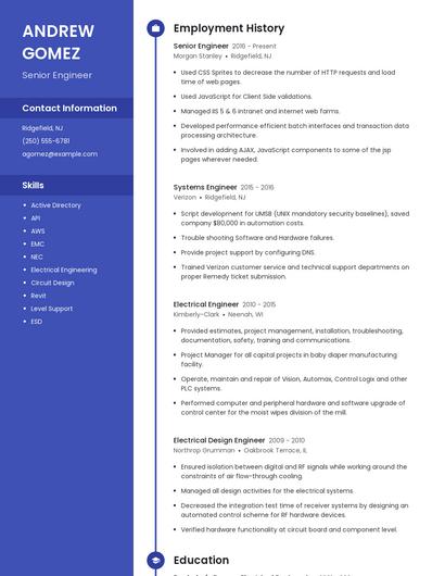 Senior Engineer Resume