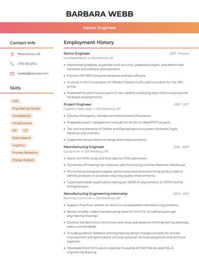 Senior Engineer Resume