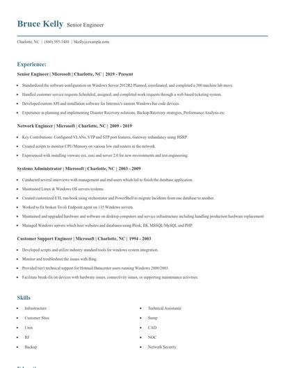 Senior Engineer Resume