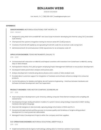 Senior Engineer Resume