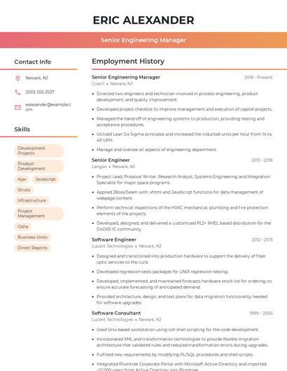 Senior Engineering Manager Resume