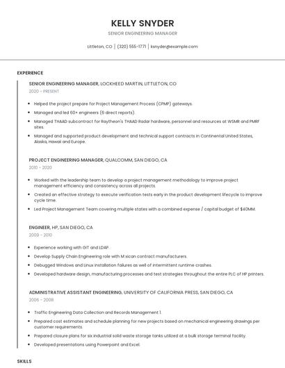 Senior Engineering Manager Resume