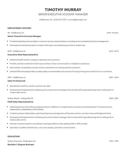 Senior Executive Account Manager Resume