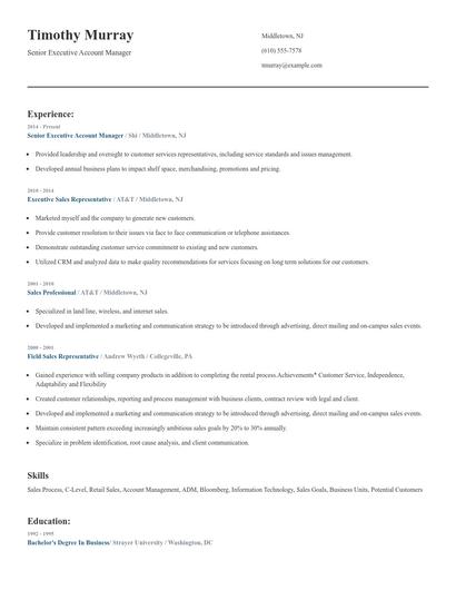 Senior Executive Account Manager Resume