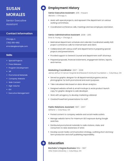 Senior Executive Assistant Resume