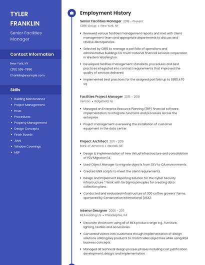 Senior Facilities Manager Resume