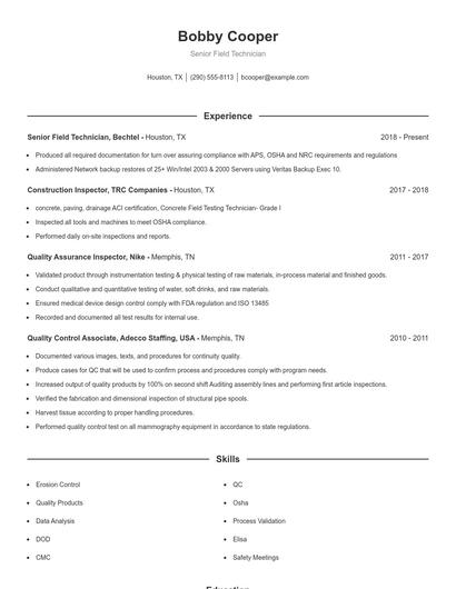 Resume example 1