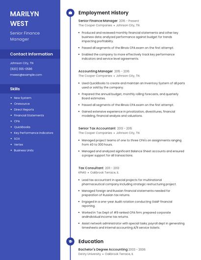 Senior Finance Manager Resume
