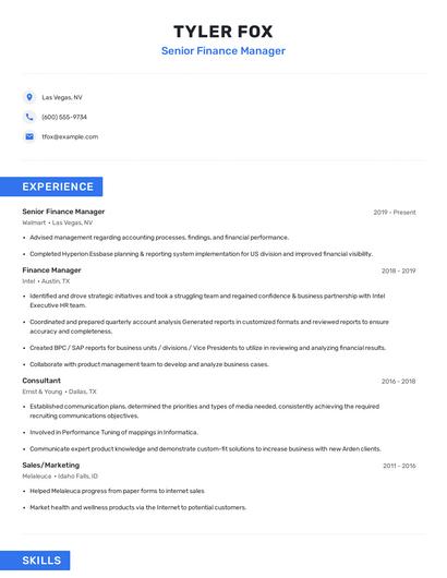 Senior Finance Manager Resume