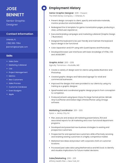 Senior Graphic Designer Resume