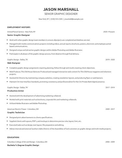 Senior Graphic Designer Resume