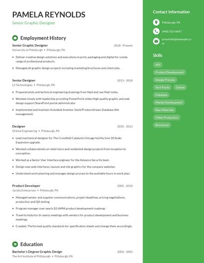 Senior Graphic Designer Resume