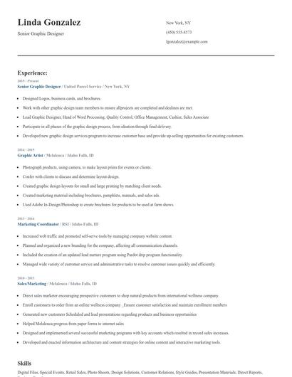 Senior Graphic Designer Resume