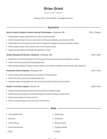 Senior Graphic Designer Resume