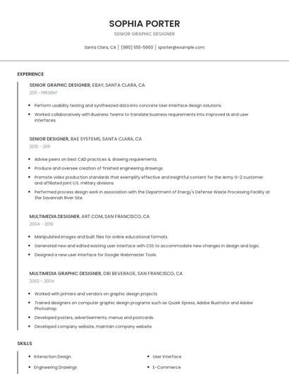 Senior Graphic Designer Resume