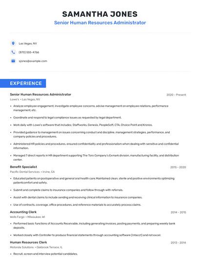 Senior Human Resources Administrator Resume